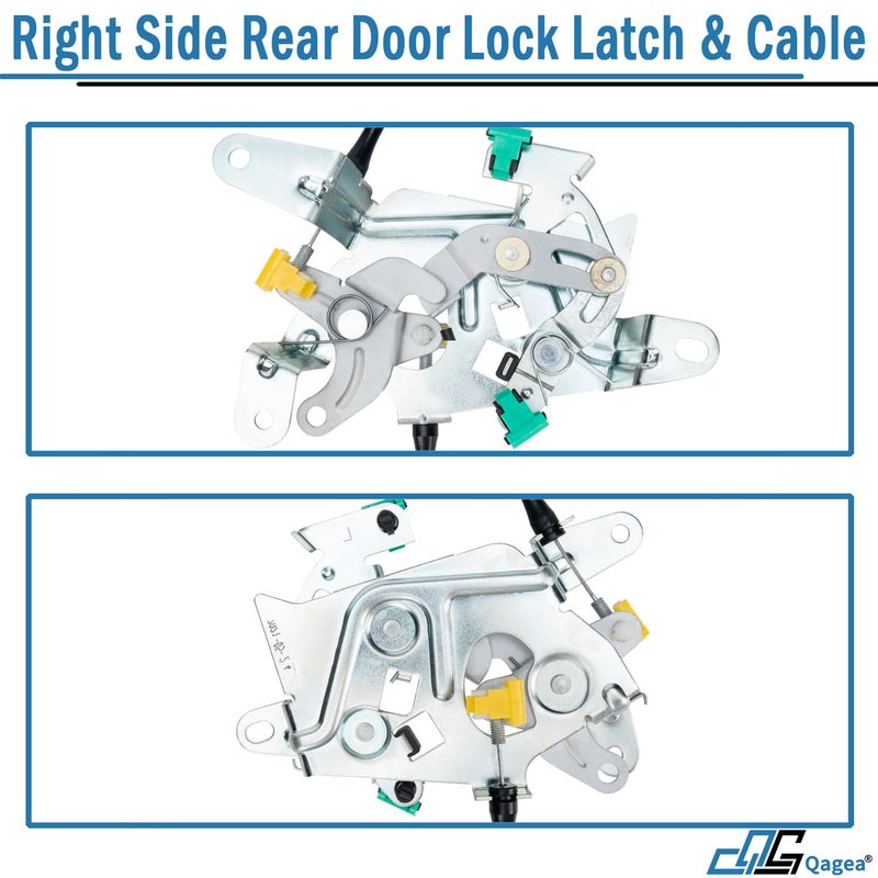 مزلاج وكابل قفل الباب الخلفي - جانب الراكب الأيمن - بديل لسيارة Ford F250 F350 F450 F550 Super Duty، مجموعة مزالج القفل العلوية والسفلية تحل محل مجموعة # 6C3Z-28264A00-A 6C3Z28264A00A - Image 5